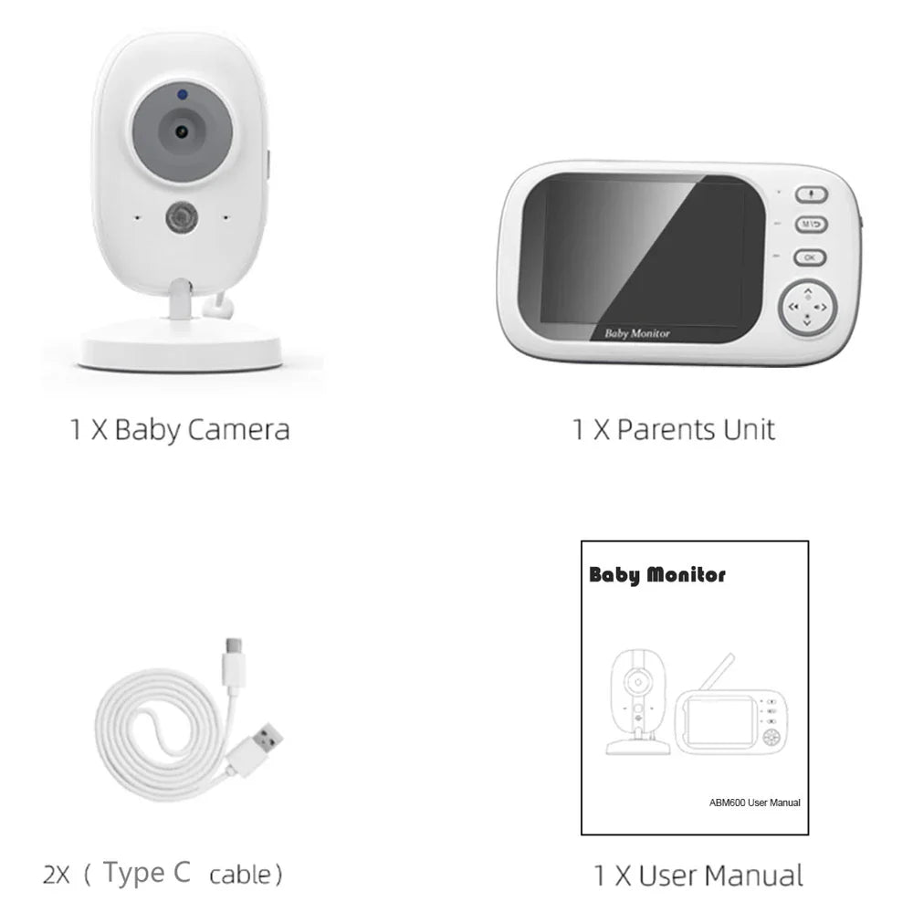 3.5-Inch Video Baby Monitor – Night Vision Two-Way Audio & Temperature Sensor