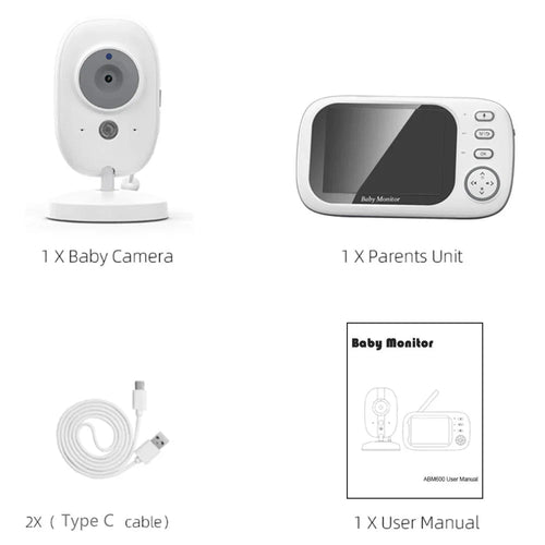 3.5-Inch Video Baby Monitor – Night Vision Two-Way Audio & Temperature Sensor