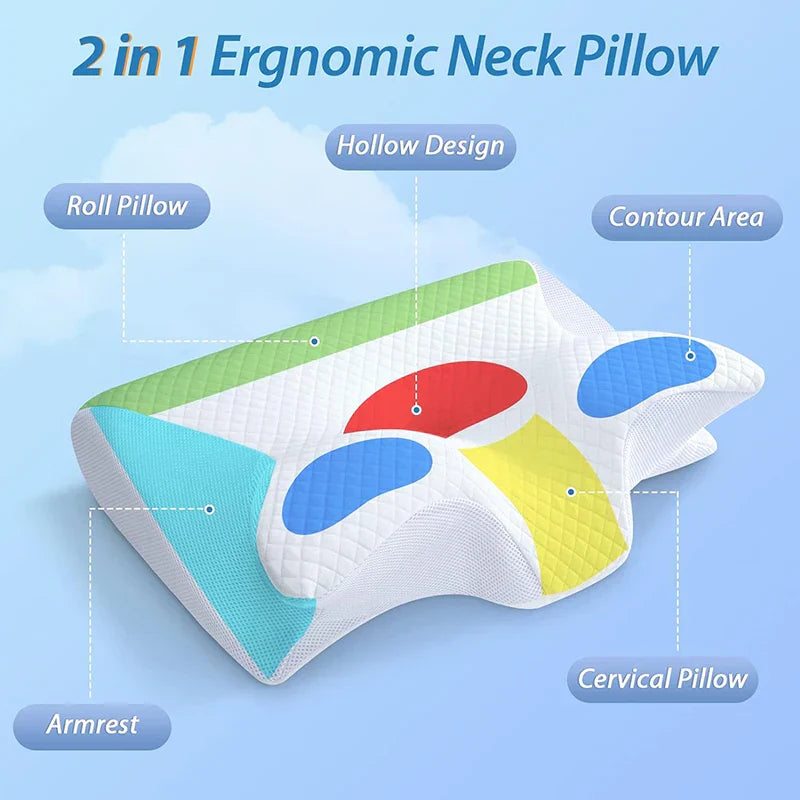 2-in-1 Memory Foam Cervical Pillow – Ergonomic Neck Support
