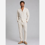 Men's Linen Co-Ord Set – Long Sleeve Shirt & Straight Leg Trousers