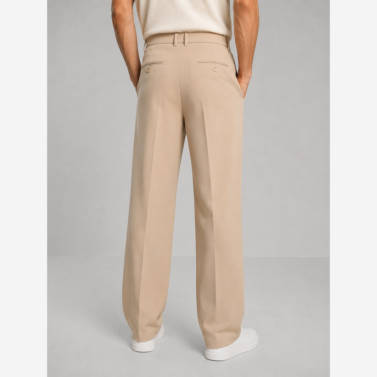 Men's Tailored Trousers – Relaxed Fit Straight Leg Pleated Front