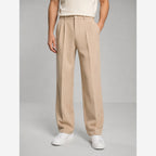 Men's Tailored Trousers – Relaxed Fit Straight Leg Pleated Front