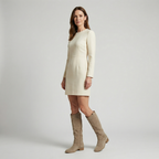 Women's Knee High Boots – Suede Look Slouch Fit Low Heel