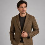 Men's Herringbone Blazer – Wool Blend Slim Fit Two Button