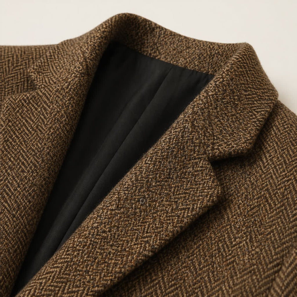 Men's Herringbone Blazer – Wool Blend Slim Fit Two Button