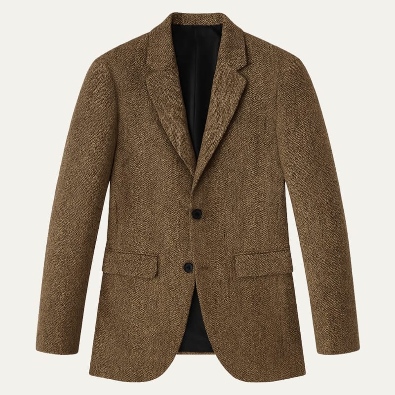 Men's Herringbone Blazer – Wool Blend Slim Fit Two Button