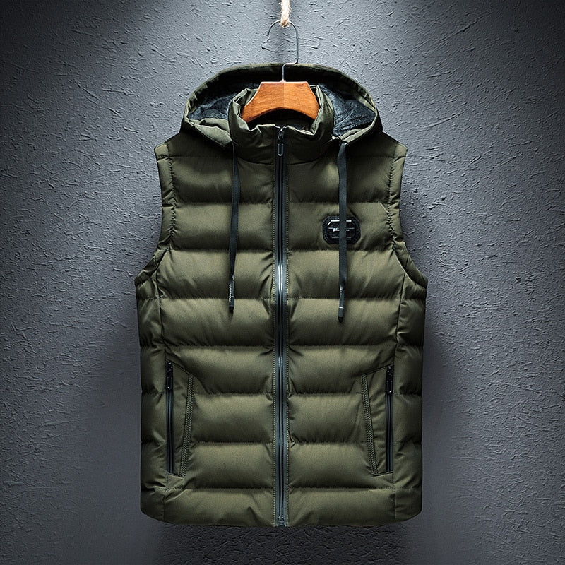 Men's Hooded Puffer Gilet – Padded Sleeveless Full Zip
