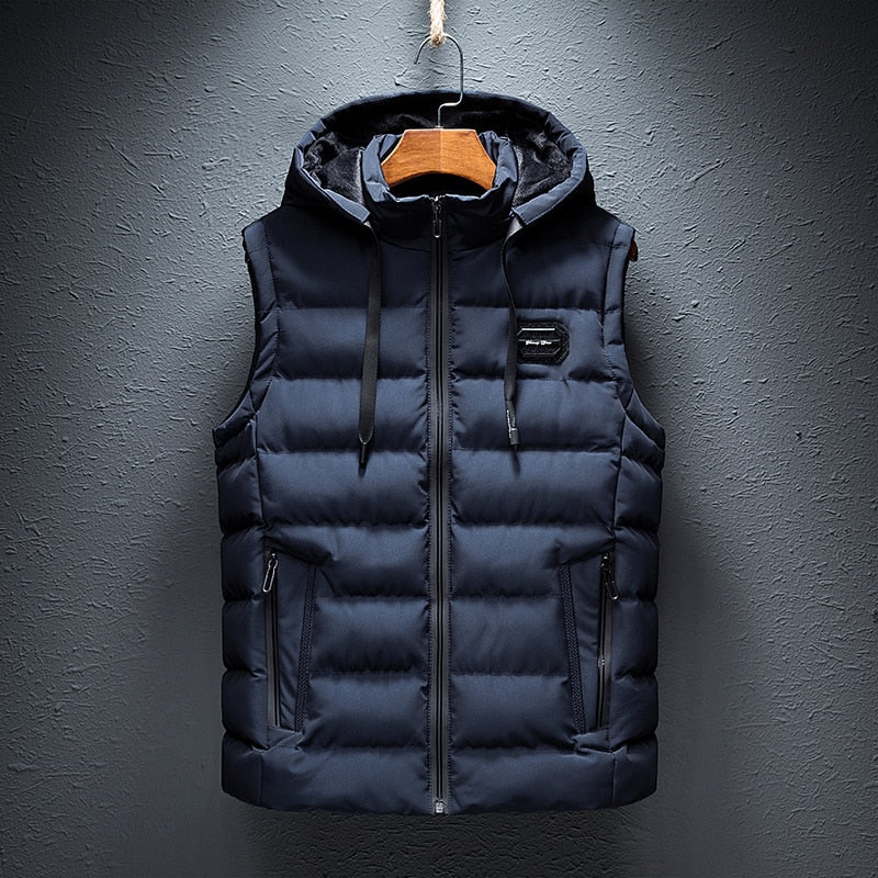 Men's Hooded Puffer Gilet – Padded Sleeveless Full Zip