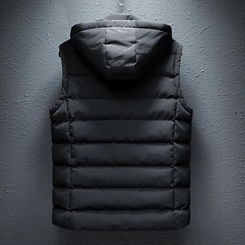 Men's Hooded Puffer Gilet – Padded Sleeveless Full Zip