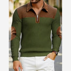 Men's Quarter Zip Jumper – Ribbed Knit Contrast Collar