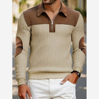 Men's Quarter Zip Jumper – Ribbed Knit Contrast Collar