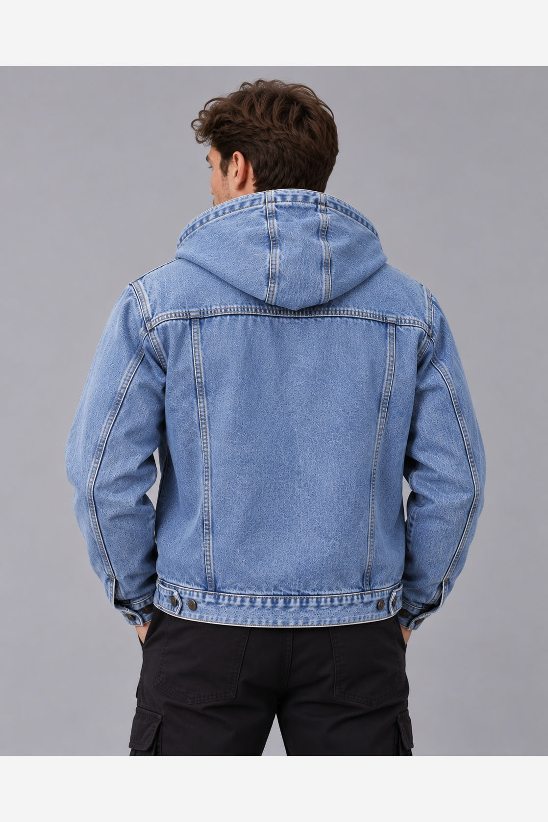 Men's Hooded Denim Jacket – Relaxed Fit Button Front