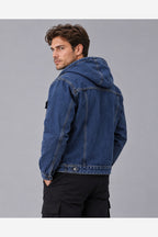 Men's Hooded Denim Jacket – Relaxed Fit Button Front
