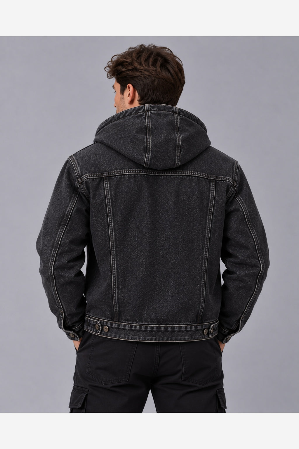 Men's Hooded Denim Jacket – Relaxed Fit Button Front