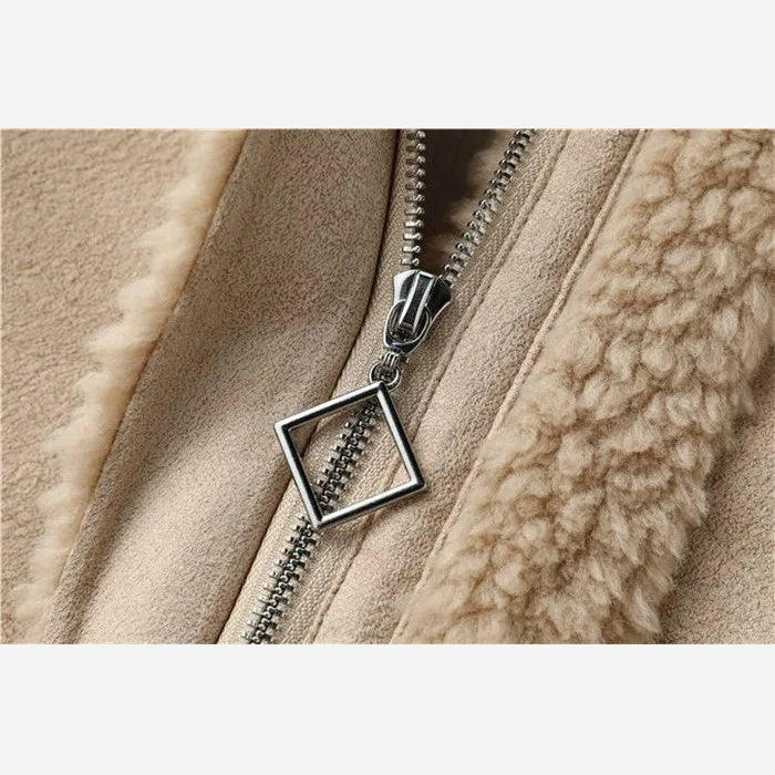 Women's Teddy Fleece Jacket – Colour Block Collared Zip Up