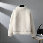 Women's Teddy Fleece Jacket – Colour Block Collared Zip Up