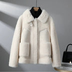 Women's Teddy Fleece Jacket – Colour Block Collared Zip Up