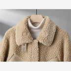 Women's Teddy Fleece Jacket – Colour Block Collared Zip Up