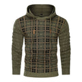 Men's Textured Knit Hoodie – Check Pattern Drawstring Hood