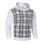 Men's Textured Knit Hoodie – Check Pattern Drawstring Hood