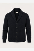 Men's Wool Knit Cardigan – Ribbed Shawl Collar Button Front