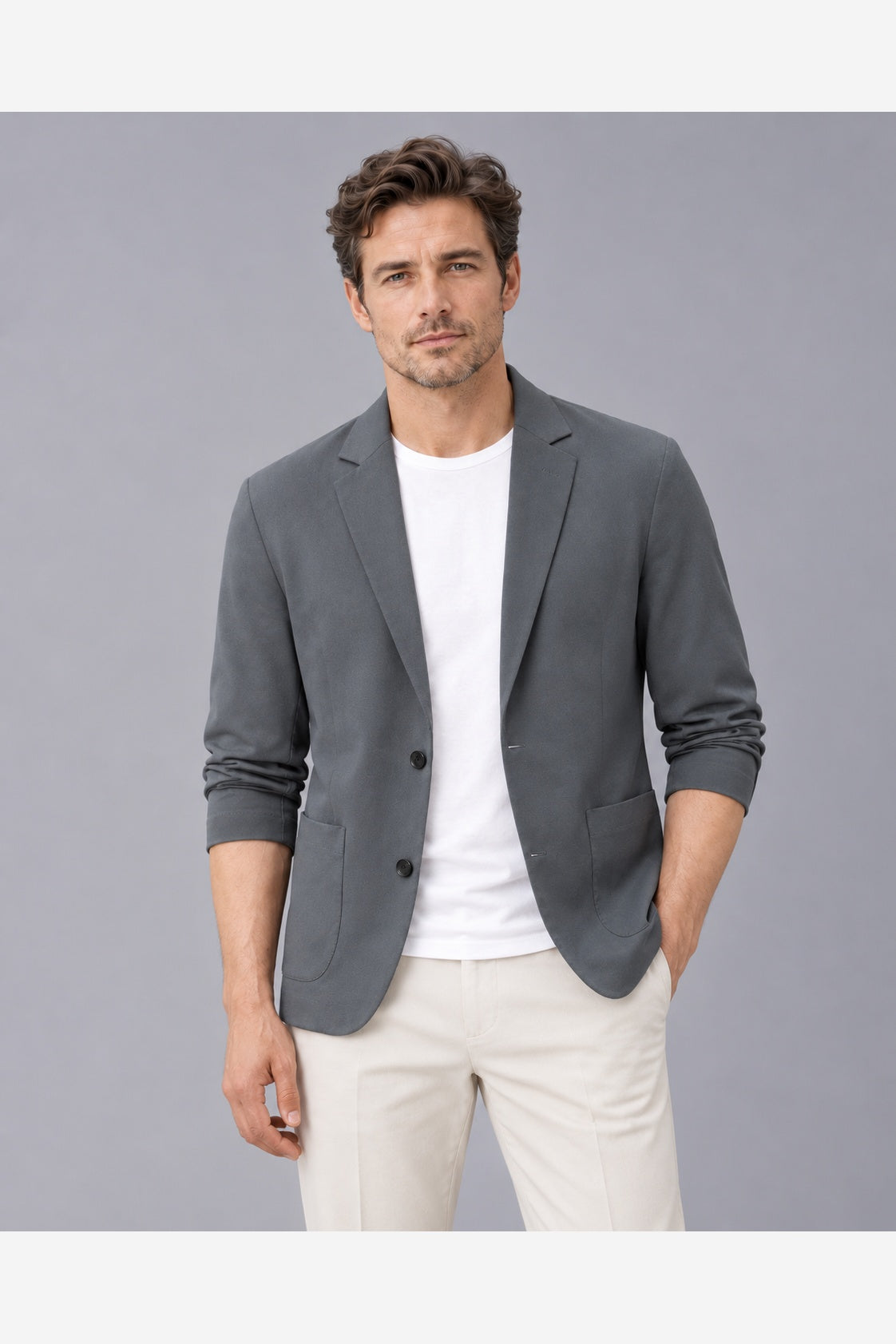 Men's Lightweight Blazer – Two Button Relaxed Fit Notch Lapel