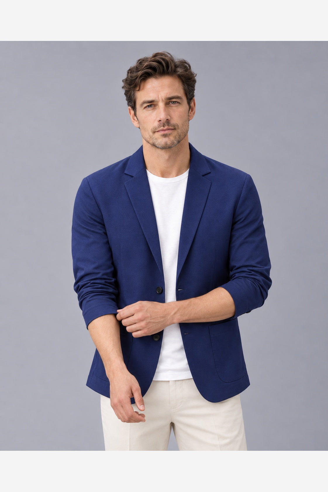 Men's Lightweight Blazer – Two Button Relaxed Fit Notch Lapel