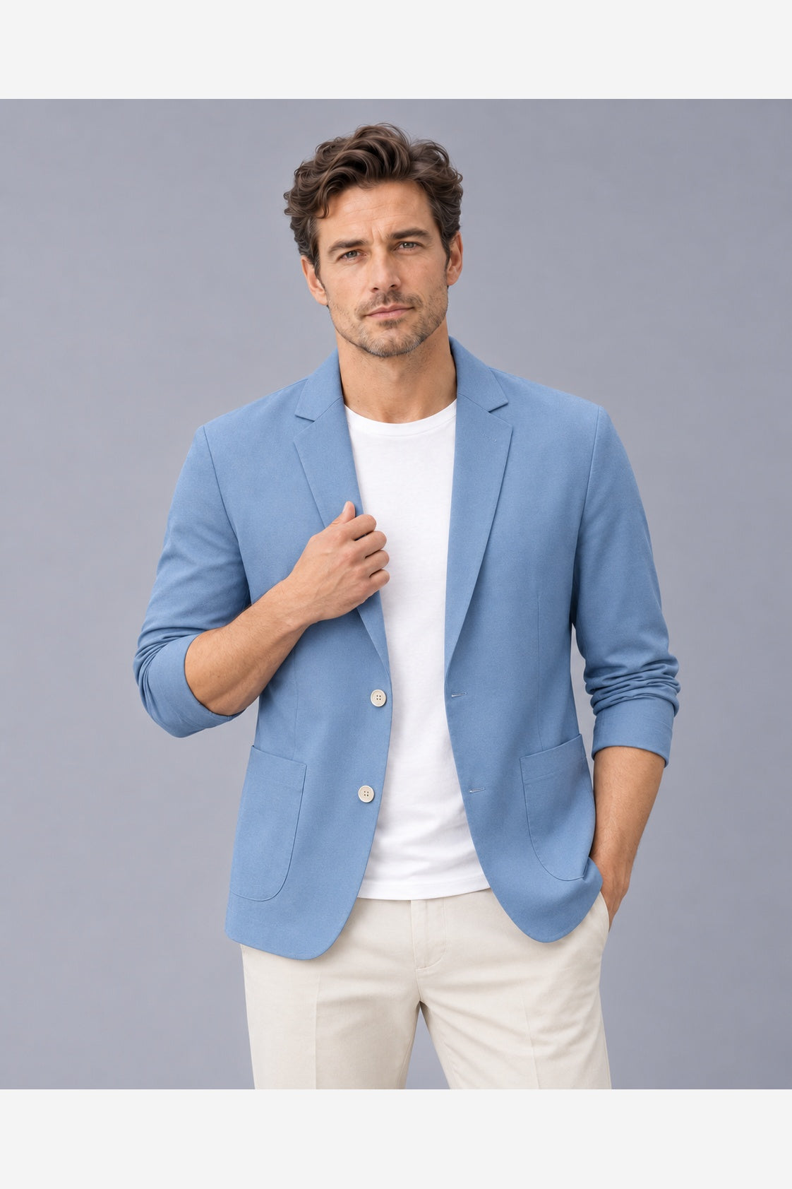 Men's Lightweight Blazer – Two Button Relaxed Fit Notch Lapel