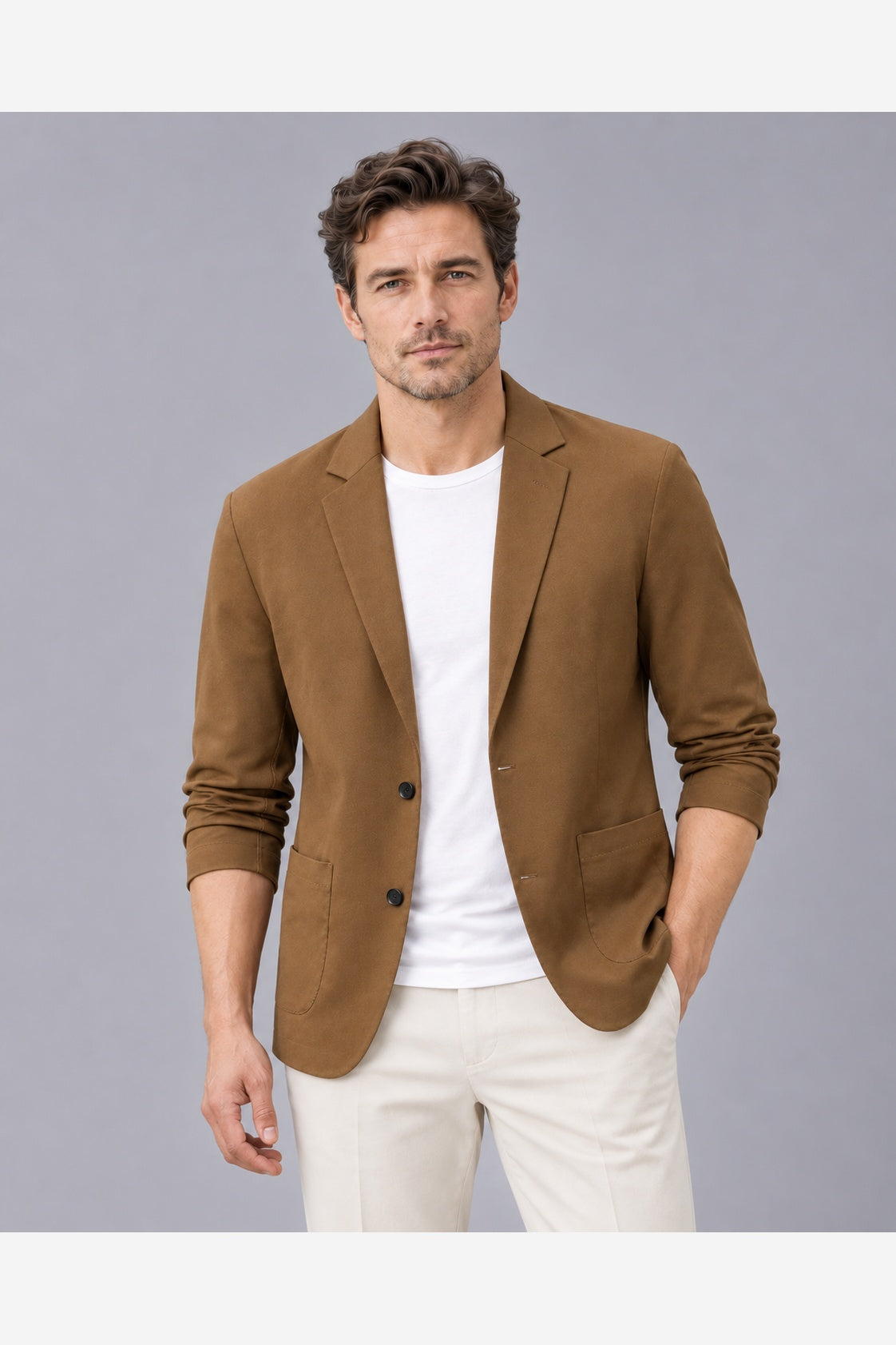 Men's Lightweight Blazer – Two Button Relaxed Fit Notch Lapel