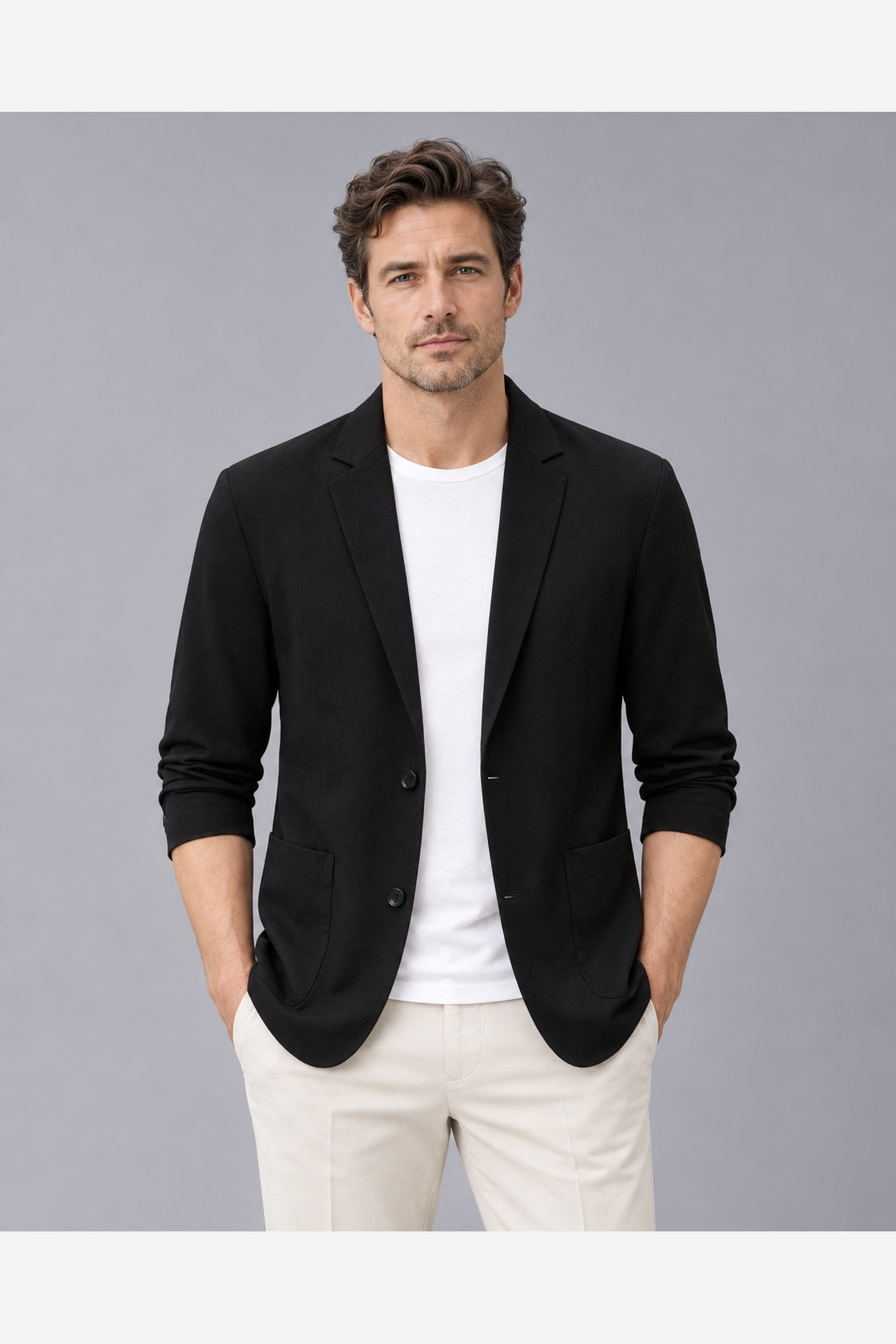 Men's Lightweight Blazer – Two Button Relaxed Fit Notch Lapel