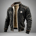 Men's Vintage Denim Bomber Jacket – Sherpa Lined Zip Up