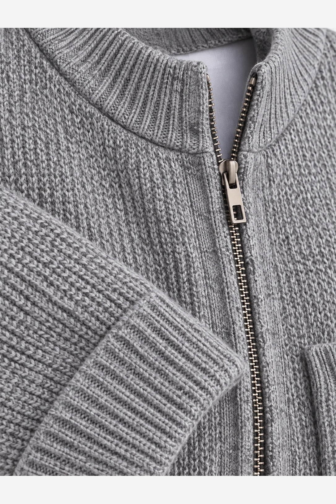 Women's Ribbed Knit Cardigan – Full Zip Stand Collar Pockets