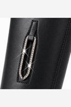 Women's Black Over the Knee Boots – Stretch Pull On Block Heel