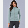 Women's Hybrid Puffer Jacket – Slim Fit Quilted Body Knit Sleeves
