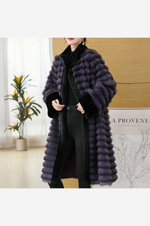 Women's Long Faux Fur Coat – Mink Style Plush Winter Coat