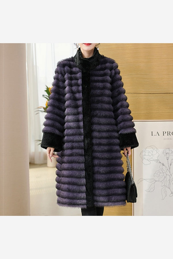 Women's Long Faux Fur Coat – Mink Style Plush Winter Coat