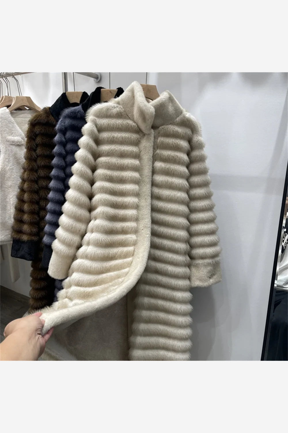 Women's Long Faux Fur Coat – Mink Style Plush Winter Coat
