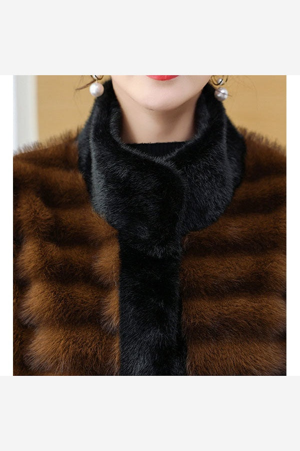Women's Long Faux Fur Coat – Mink Style Plush Winter Coat