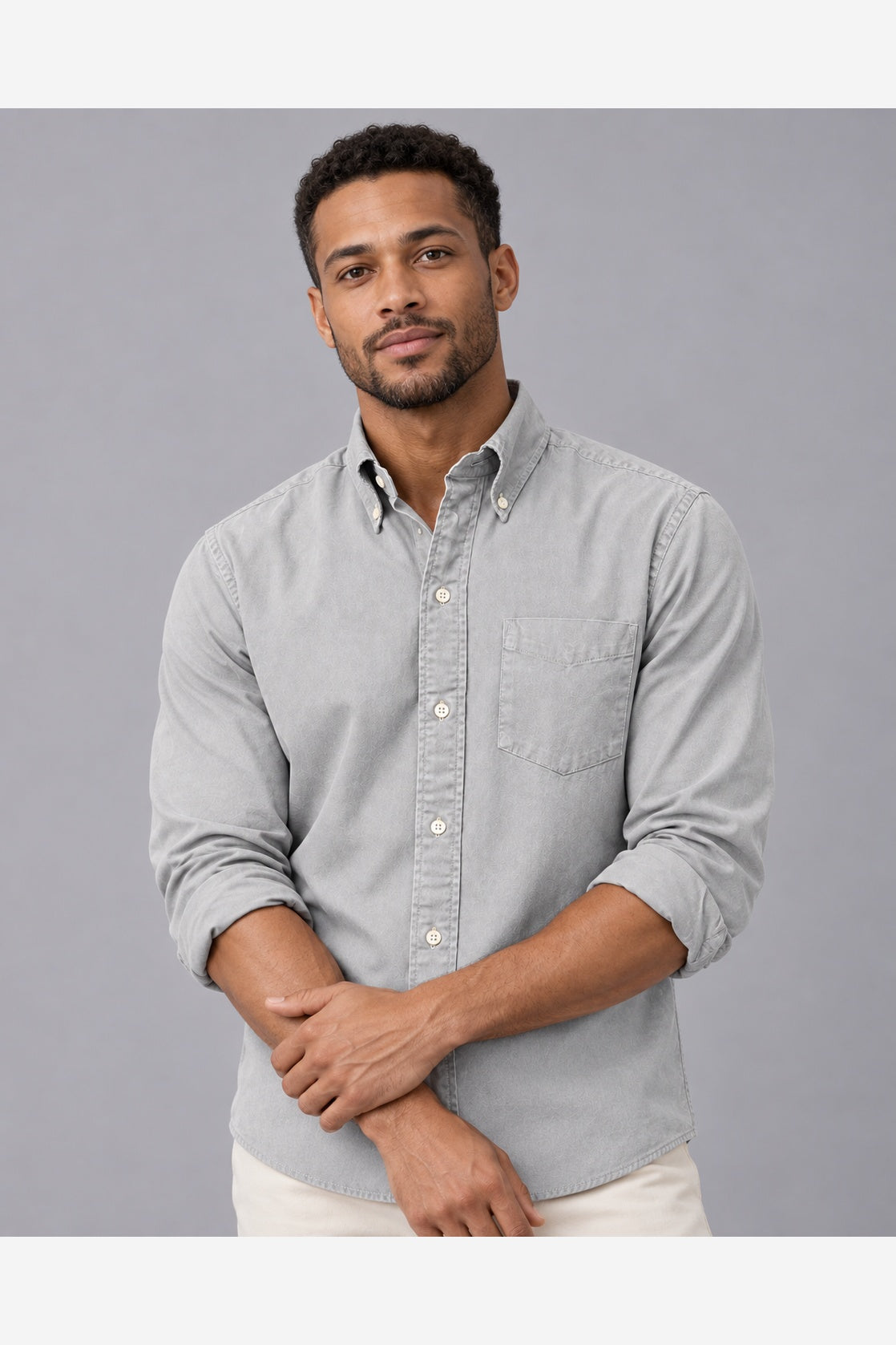 Men's Casual Long Sleeve Shirt – Button Down Collar Regular Fit