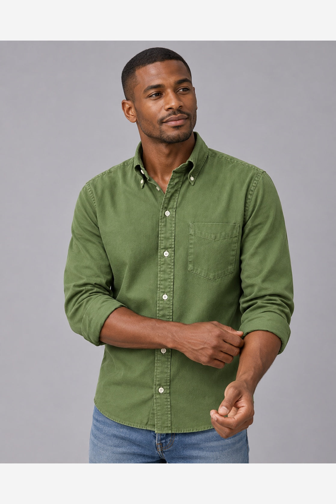Men's Casual Long Sleeve Shirt – Button Down Collar Regular Fit