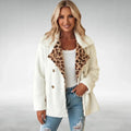 Women's Teddy Fleece Coat – Leopard Print Lapel Double Breasted