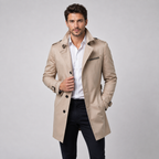 Men's Trench Coat – Double Breasted Belted Tailored Fit