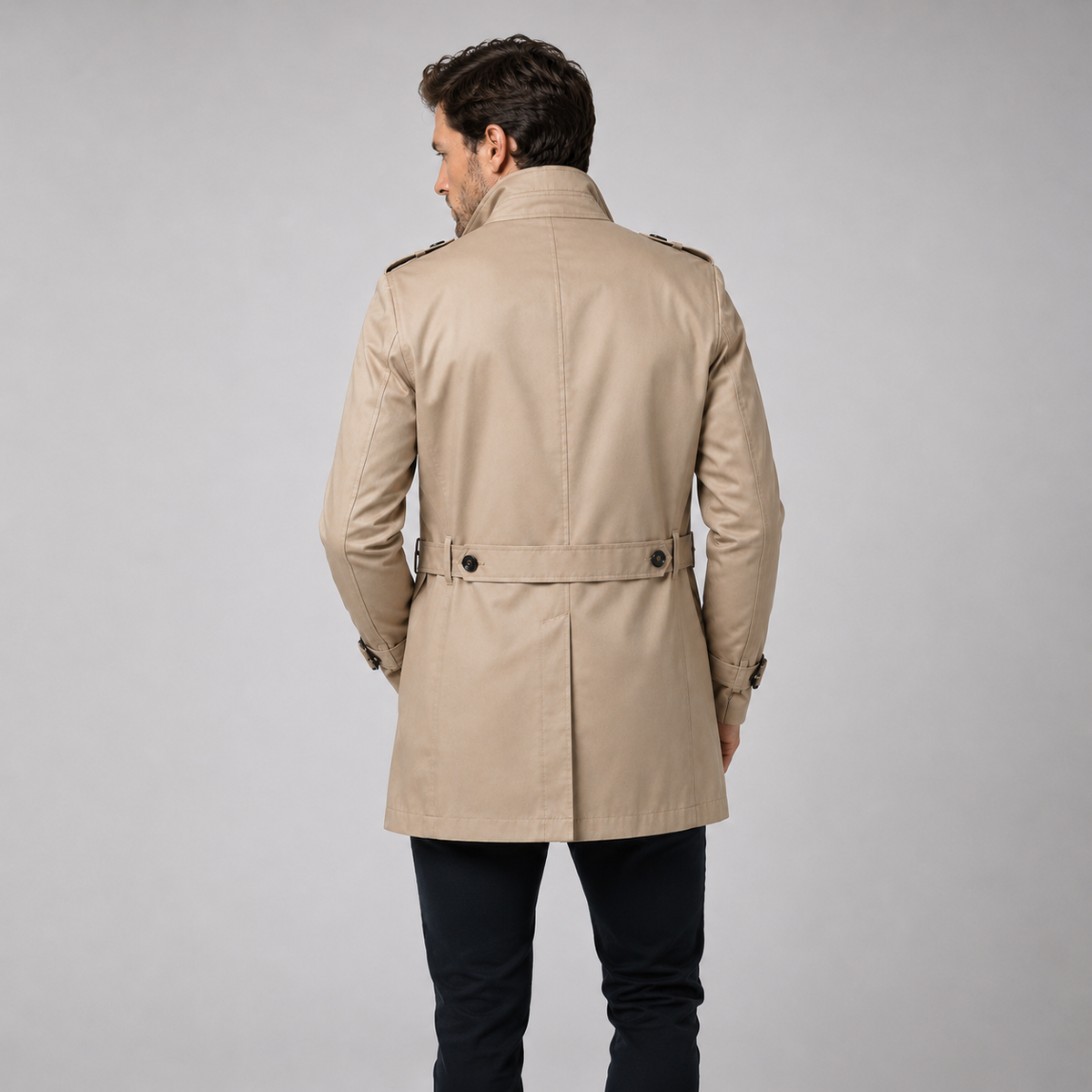 Men's Trench Coat – Double Breasted Belted Tailored Fit