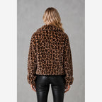Women's Leopard Print Faux Fur Jacket – Cropped Fit