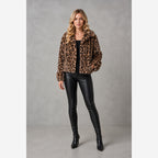 Women's Leopard Print Faux Fur Jacket – Cropped Fit