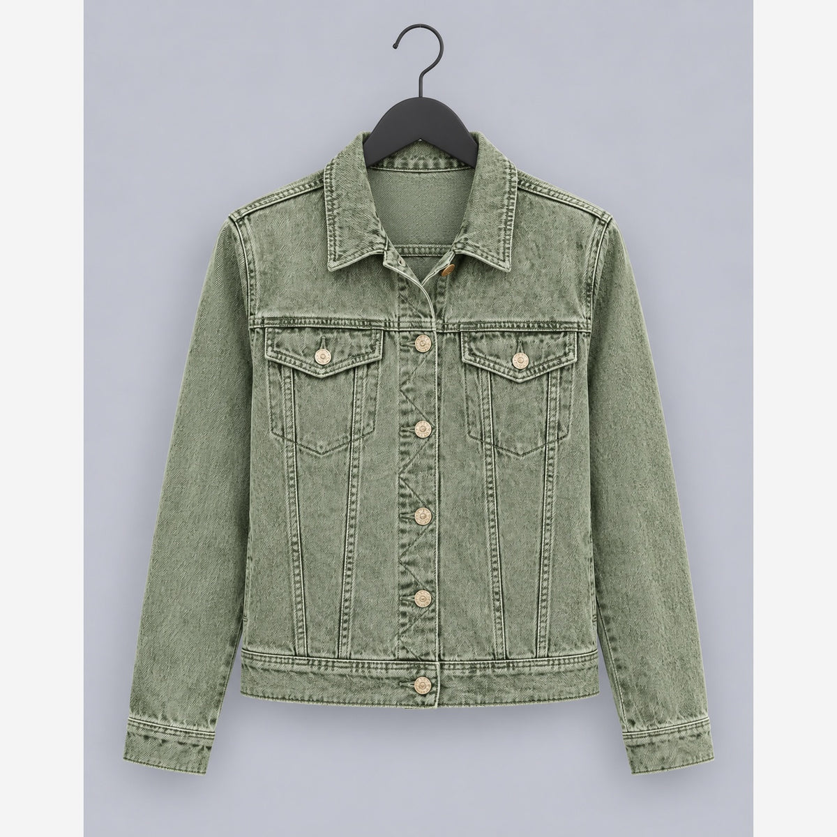 Women's Stretch Denim Jacket – Classic Button Front