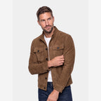 Men's Vintage Suede Jacket – Stand Collar & Button Front