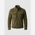 Men's Vintage Suede Jacket – Stand Collar & Button Front