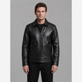 Men's Black Faux Leather Jacket – Zip Front & Pockets