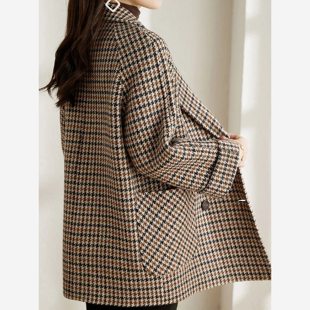 Women's Houndstooth Blazer – Oversized Longline Fit